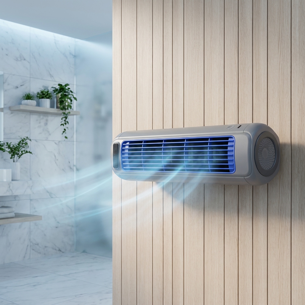 Froza AC mounted on wood wall